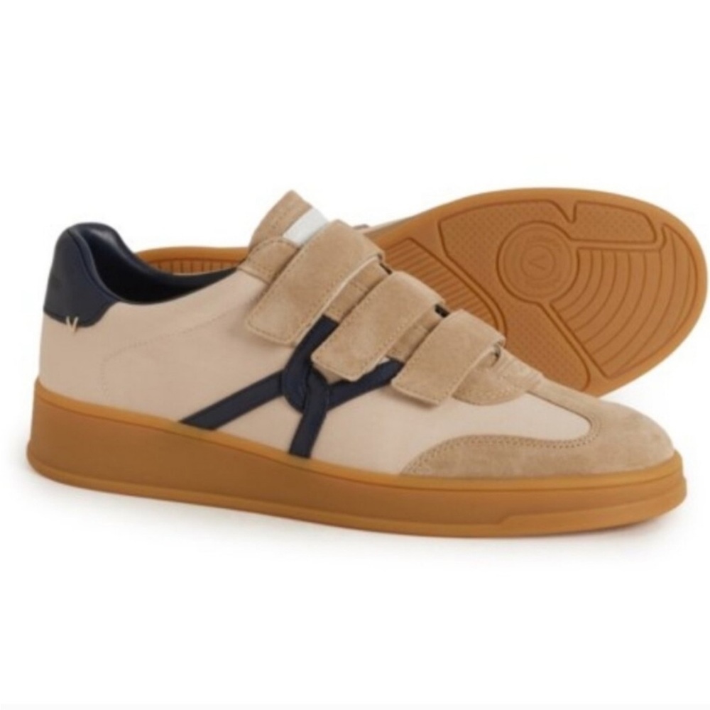 Veronica Beard Beige and Navy Reagan Velcro Sneakers
